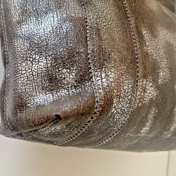 Sondra Roberts Squared Hand Shoulder Bag/Tote Brown Iridescent Silver Metallic - Picture 8 of 16